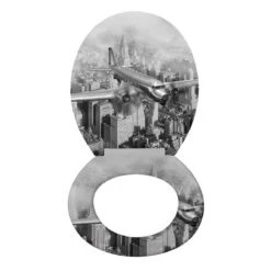 Wenko Premium WC-Sitz „Old-Time Plane“, Antibakteriell, Mit Absenkautomatik -Wenko 211911 Wenko Premium WC Sitz Old Time Plane antibakteriell mit 22410100 02