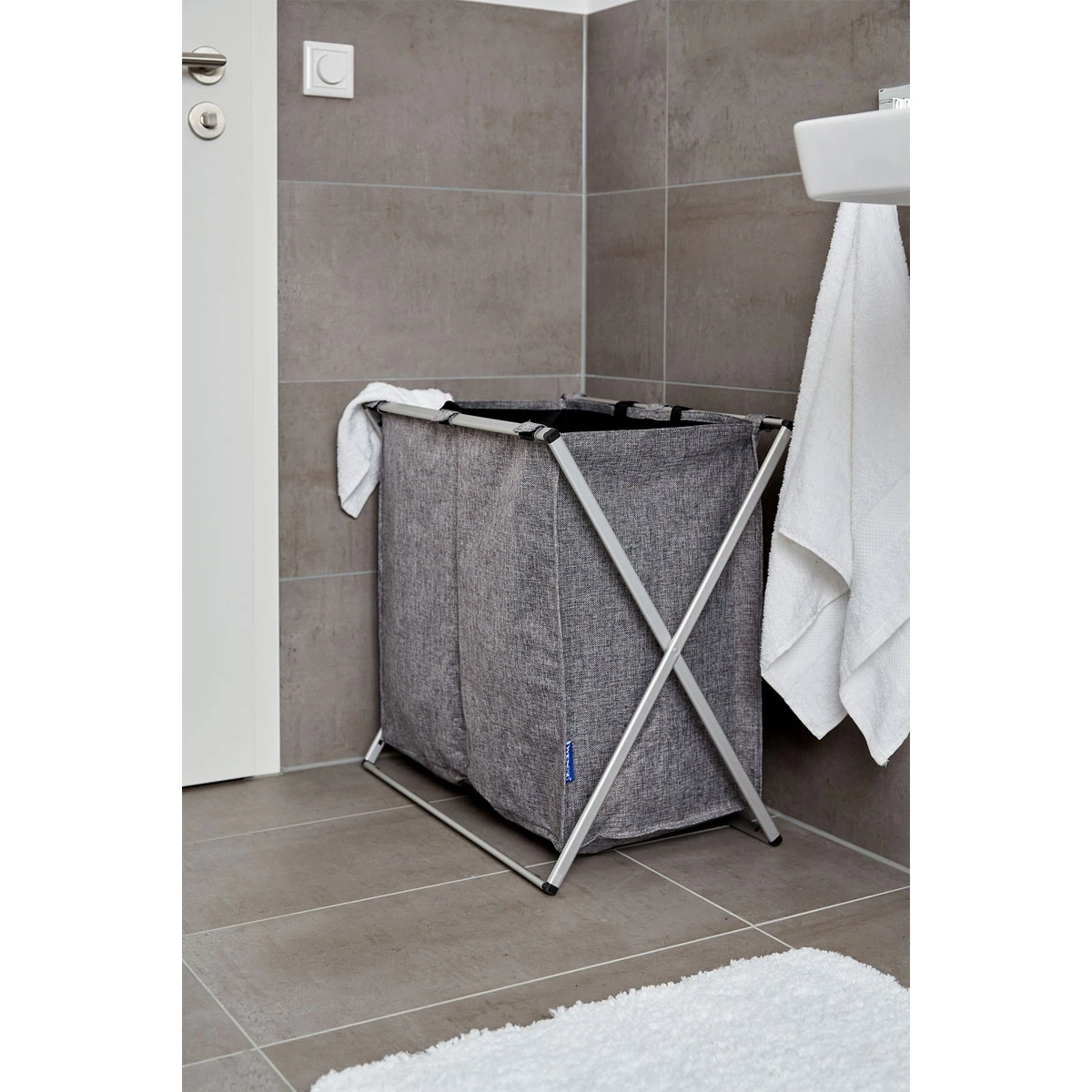 Wenko Wäschesammler „Duo“, Grau Meliert, 120 L 10 Wenko Wäschesammler „Duo“, Grau Meliert, 120 L – Bild 8
