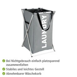 Wenko Wäschesammler „Uno“, Grau, 52 L -Wenko 233476 Wenko Waeschesammler Uno grau 52 l 3440031100 03
