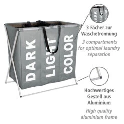Wenko Wäschesammler „Trio“, Grau, 130 L -Wenko 233478 Wenko Waeschesammler Trio grau 130 l 3440033100 03