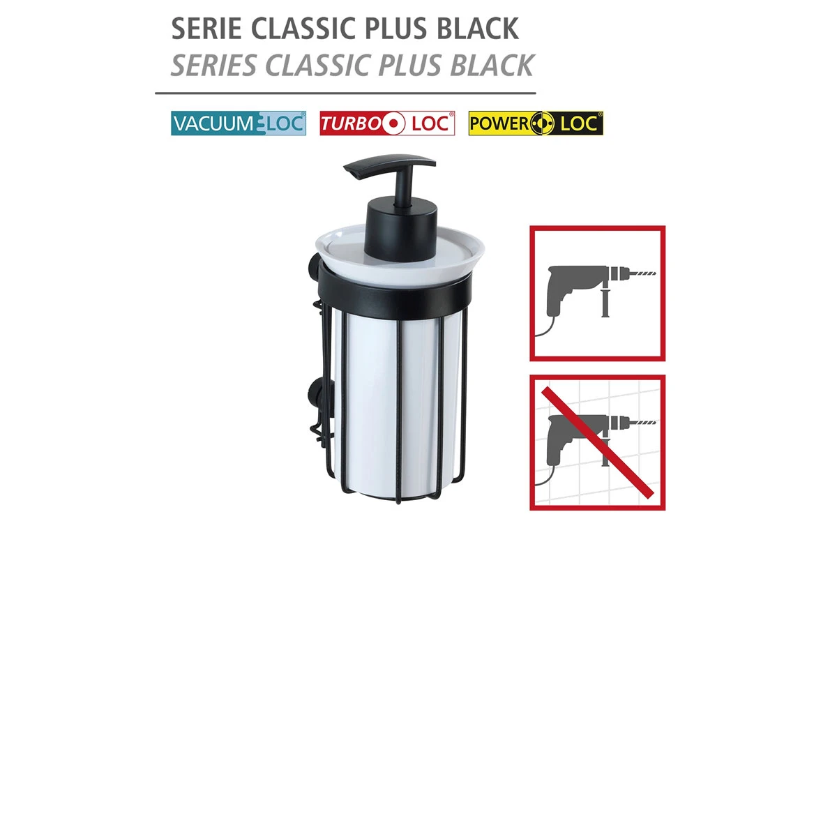 Wenko Seifenspender „Classic Plus“, Schwarz, 185 Ml 4 Wenko Seifenspender „Classic Plus“, Schwarz, 185 Ml – Bild 2