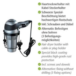Wenko Haartrocknerhalter „Classic Plus Black“ -Wenko 239830 Wenko Haartrocknerhalter Classic Plus Black 23883100 04
