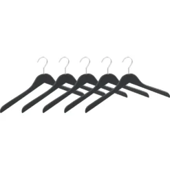 WENKO Kleiderbügel »Paris«, (Set, 5 Tlg.), Holz, Matt, Schwarz, In Schlanker Form, 44 Cm