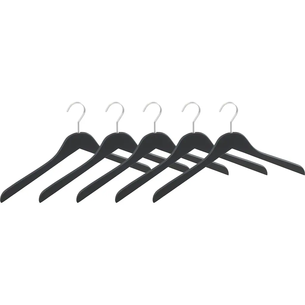 WENKO Kleiderbügel »Paris«, (Set, 5 Tlg.), Holz, Matt, Schwarz, In Schlanker Form, 44 Cm 3 WENKO Kleiderbügel »Paris«, (Set, 5 Tlg.), Holz, Matt, Schwarz, In Schlanker Form, 44 Cm