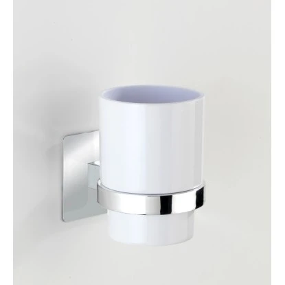 Wenko Turbo-Loc Zahnputzbecher Quadro Kunststoff (ABS) 7 X 10 X 9.5 Cm Chrom 4 Wenko Turbo-Loc Zahnputzbecher Quadro Kunststoff (ABS) 7 X 10 X 9.5 Cm Chrom – Bild 2