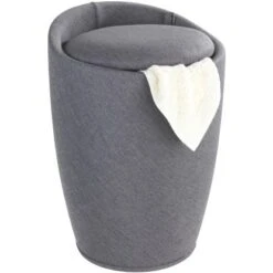 Wenko Badhocker Candy Inkl. Wäschesack Grau Leinenoptik -Wenko 4008838163566 1068 02