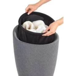 Wenko Badhocker Candy Inkl. Wäschesack Grau Leinenoptik -Wenko 4008838163566 1068 03