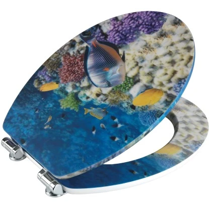 Wenko WC-Sitz Fish Mit 3D-Effekt MDF Mit Absenkautomatik Mehrfarbig 5 Wenko WC-Sitz Fish Mit 3D-Effekt MDF Mit Absenkautomatik Mehrfarbig – Bild 3