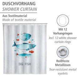 Wenko Duschvorhang Big Fish Polyester 180 Cm X 200 Cm Waschbar 8 Wenko Duschvorhang Big Fish Polyester 180 Cm X 200 Cm Waschbar -Wenko 4008838283295 1068 02