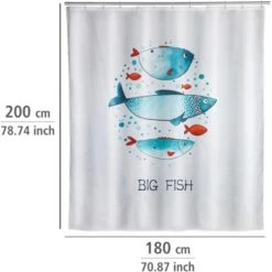 Wenko Duschvorhang Big Fish Polyester 180 Cm X 200 Cm Waschbar 11 Wenko Duschvorhang Big Fish Polyester 180 Cm X 200 Cm Waschbar -Wenko 4008838283295 1068 05