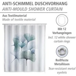 Wenko Anti-Schimmel Duschvorhang Ginkgo Polyester 180 Cm X 200 Cm -Wenko 4008838295908 1068 02