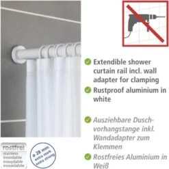 Wenko Teleskop-Duschvorhangstange Luz Ausziehbar Rostfrei 70 Cm - 115 Cm Weiß -Wenko 4008838350331 1068 03