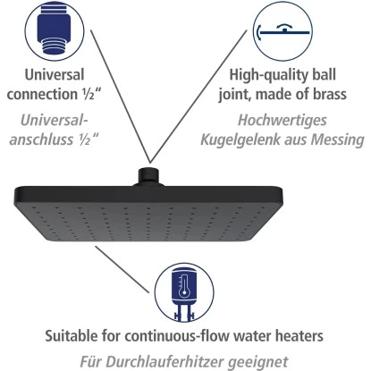 Wenko Kopfbrause ABS Kunststoff 17 X 25 Cm Schwarz 5 Wenko Kopfbrause ABS Kunststoff 17 X 25 Cm Schwarz – Bild 3