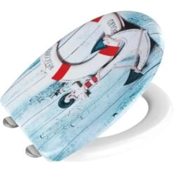 Wenko WC-Sitz Welcome Board Mit Absenkautomatik Blau-Weiß -Wenko 4008838363621 1068 S 03