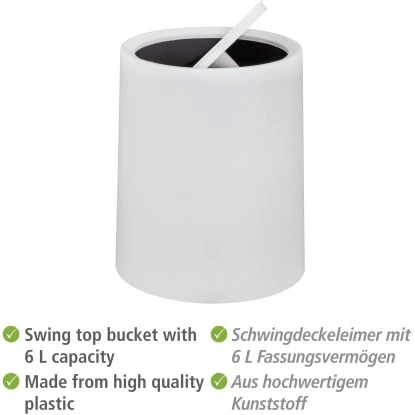 Wenko Schwingdeckeleimer Atri Weiß 6 L 4 Wenko Schwingdeckeleimer Atri Weiß 6 L – Bild 2