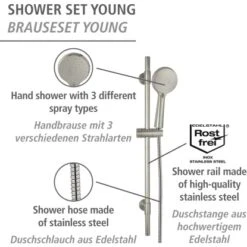 Wenko Brauseset Young 66 Cm Edelstahl 22 Wenko Brauseset Young 66 Cm Edelstahl -Wenko 4008838404195 1068 AI 12