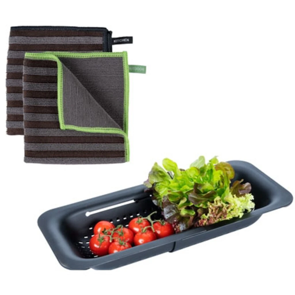 WENKO Küchensieb »Sivo«, & Mikrofasertuch Migro, 3-tlg., Ausziehbares Spülsieb 7 WENKO Küchensieb »Sivo«, & Mikrofasertuch Migro, 3-tlg., Ausziehbares Spülsieb – Bild 5