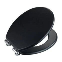 Wenko WC-Sitz „Cuero“, Schwarz, Lederoptik -Wenko 501300 Wenko WC Sitz Cuero Schwarz Lederoptik 24846100 03