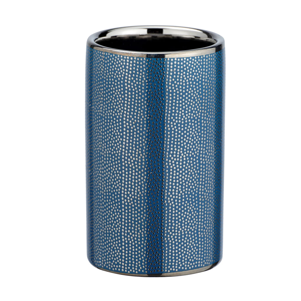 Wenko Zahnputzbecher „Nuria“, Silber/blau 3 Wenko Zahnputzbecher „Nuria“, Silber/blau