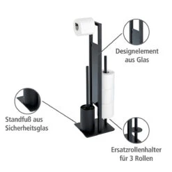 Wenko Stand WC-Garnitur „Rivalta“, Schwarz -Wenko 503686 Wenko Stand WC Garnitur Rivalta schwarz 23708100 02