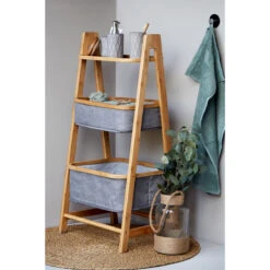 Wenko Regal Bahari Aus Bambus Mit 2 Körben, Bambus -Wenko 514336 Wenko Regal Bahari aus Bambus mit 2 Koerben Bambus 62216100 06