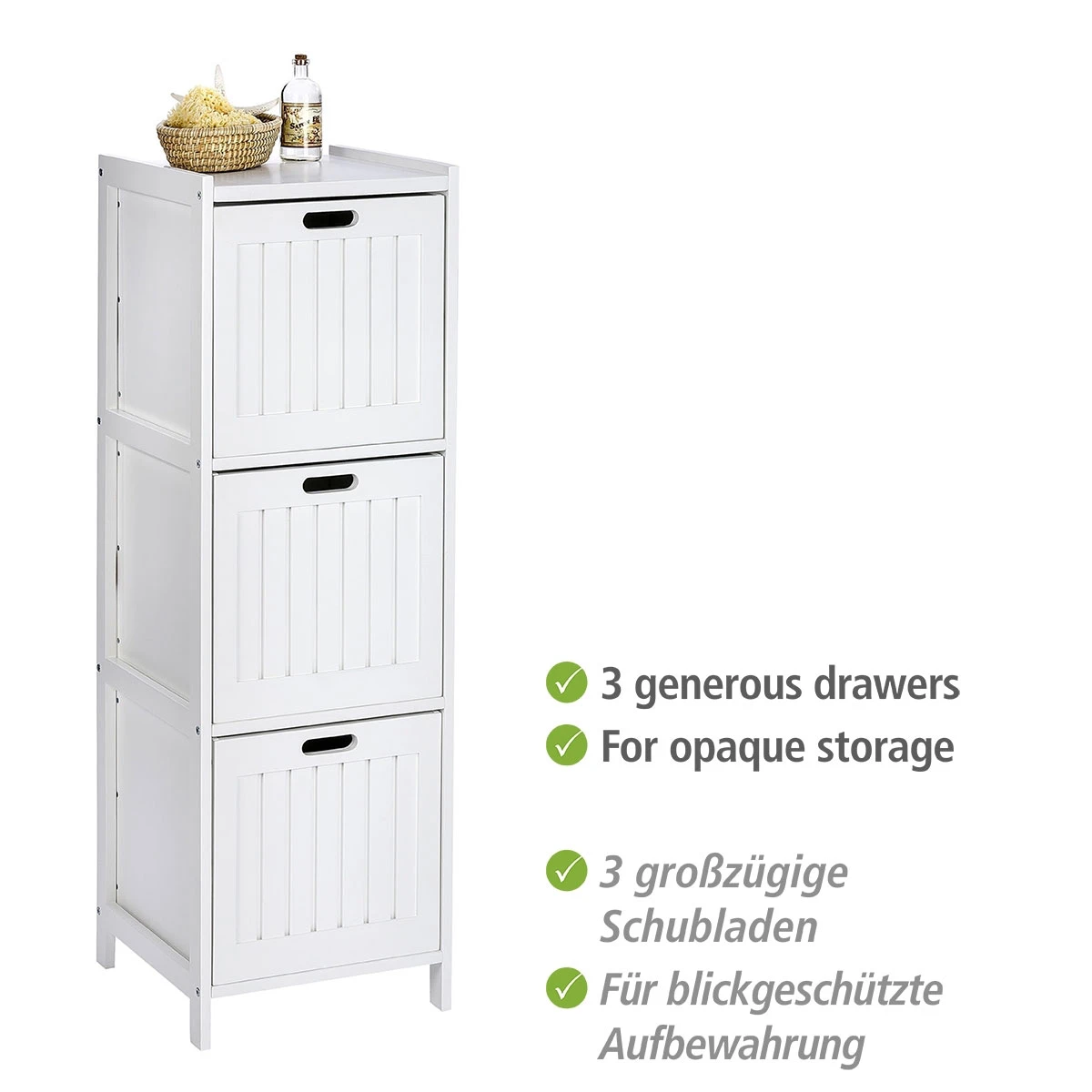 Wenko Regal Oslo 3 Schubladen, Echtholz, Badregal 4 Wenko Regal Oslo 3 Schubladen, Echtholz, Badregal – Bild 2