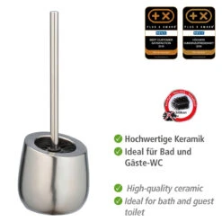 Wenko WC-Garnitur Badi Chrom Matt Keramik, WC-Bürstenhalter 12 Wenko WC-Garnitur Badi Chrom Matt Keramik, WC-Bürstenhalter -Wenko 514482 Wenko WC Garnitur Badi Chrom matt Keramik WC Buerstenhal 24140100 03