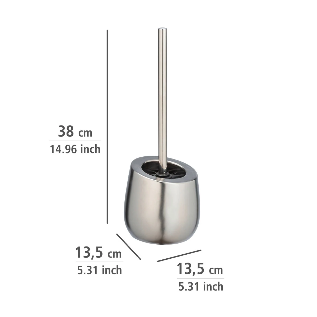 Wenko WC-Garnitur Badi Chrom Matt Keramik, WC-Bürstenhalter 6 Wenko WC-Garnitur Badi Chrom Matt Keramik, WC-Bürstenhalter – Bild 4