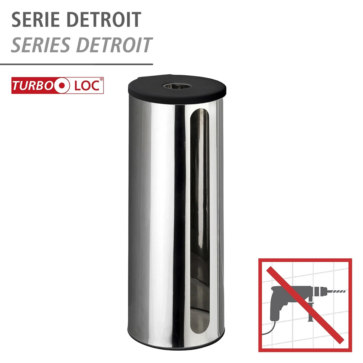 Wenko Turbo-Loc® Edelstahl Ersatzrollenhalter Detroit, Rostfrei, Befestigen Ohne Bohren 4 Wenko Turbo-Loc® Edelstahl Ersatzrollenhalter Detroit, Rostfrei, Befestigen Ohne Bohren – Bild 2