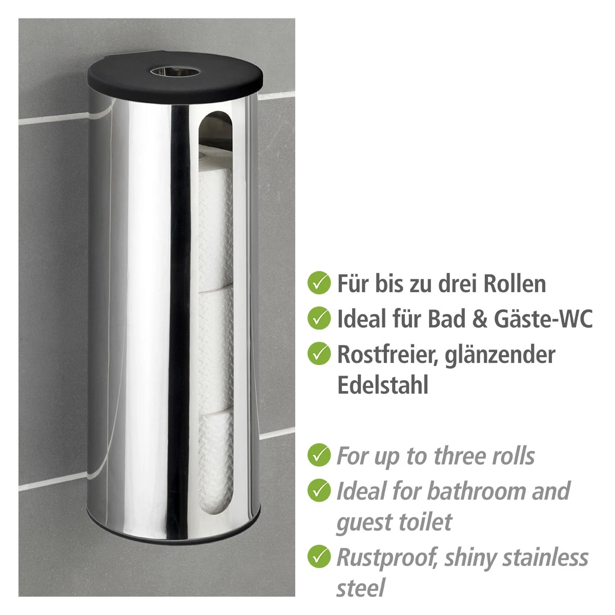 Wenko Turbo-Loc® Edelstahl Ersatzrollenhalter Detroit, Rostfrei, Befestigen Ohne Bohren 6 Wenko Turbo-Loc® Edelstahl Ersatzrollenhalter Detroit, Rostfrei, Befestigen Ohne Bohren – Bild 4