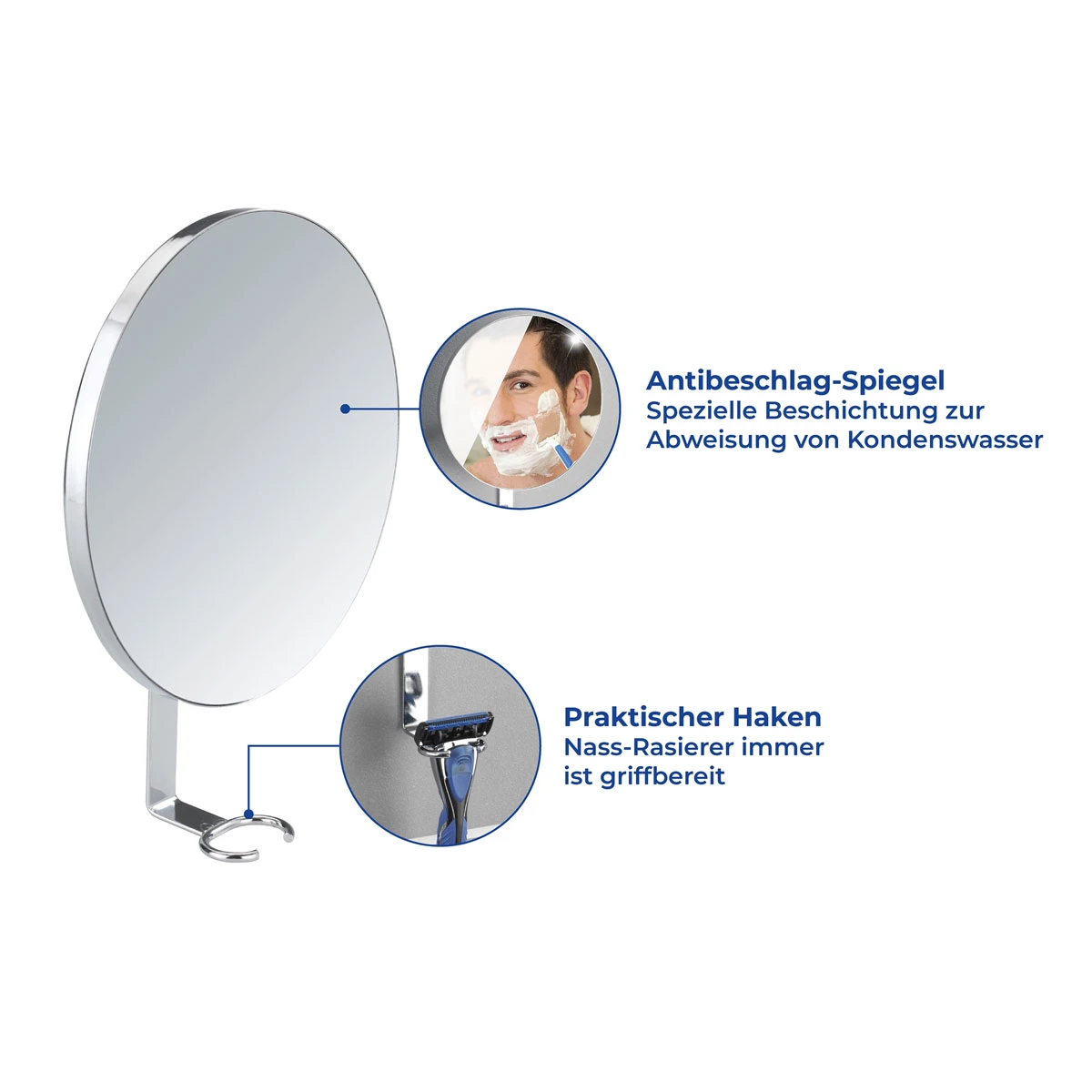 Wenko Turbo-Loc® Antibeschlagspiegel Edelstahl, Befestigen Ohne Bohren 7 Wenko Turbo-Loc® Antibeschlagspiegel Edelstahl, Befestigen Ohne Bohren – Bild 5