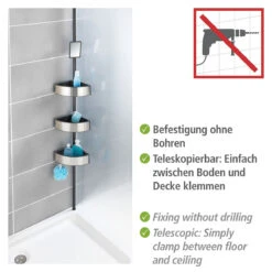 Wenko Teleskop-Duschecke Premium Big Black, Edelstahl Rostfrei -Wenko 515253 Wenko Teleskop Duschecke Premium Big Black Edelstahl ros 23862100 03