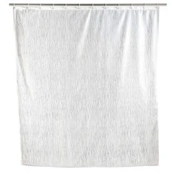 Wenko Duschvorhang Deluxe Weiß, Mit Glänzenden Applikationen, Textil (Polyester), 180 X 200 Cm, Waschbar