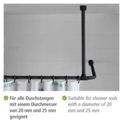 Wenko Deckenstütze Für Duschstangen Schwarz, 57 Cm -Wenko 516102 Wenko Deckenstuetze fuer Duschstangen Schwarz 57 cm 23566100 03