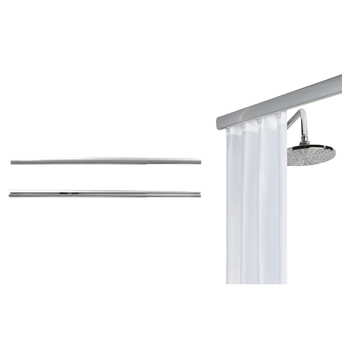 Wenko Teleskop-Duschschiene Era Chrom 75-125 Cm, Duschvorhangschiene – Bild 2