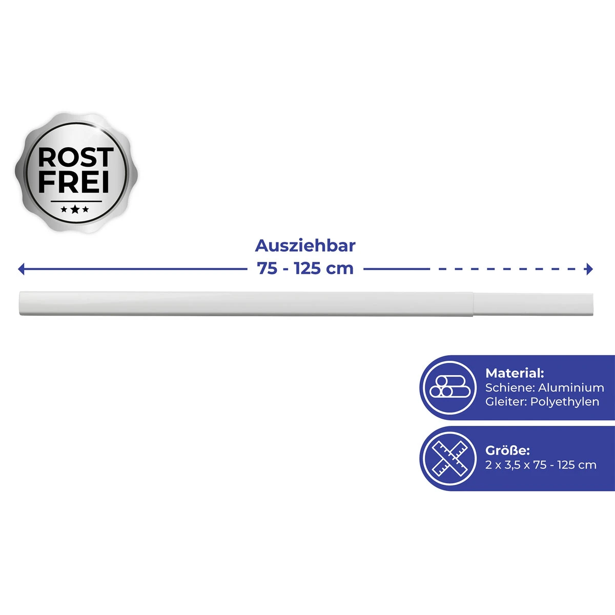 Wenko Teleskop-Duschschiene Era Chrom 75-125 Cm, Duschvorhangschiene – Bild 3