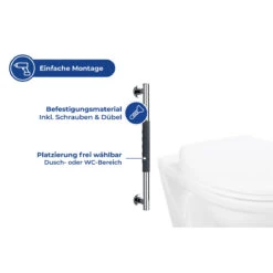 Wenko Edelstahl Wandhaltegriff Secura 50,5 Cm -Wenko 516396 Wenko Edelstahl Wandhaltegriff Secura 50 5 cm 23285100 05