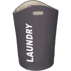 Wenko Wäschesammler Lumo Dunkelgrau-Beige 65 L