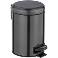 Wenko Kosmetik-Treteimer Leman Metallic-Schwarz 3 L Edelstahl