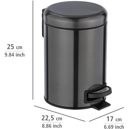 Wenko Kosmetik-Treteimer Leman Metallic-Schwarz 3 L Edelstahl 6 Wenko Kosmetik-Treteimer Leman Metallic-Schwarz 3 L Edelstahl – Bild 4