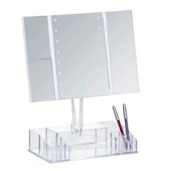 Wenko LED-Standspiegel Mit Organizer Fanano Kunststoff 34.5 X 39 X 16.5 Cm Weiß -Wenko 59429 sb freisteller de 08
