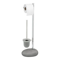 Wenko Stand WC-Garnitur „Pebble Stone“, Grau