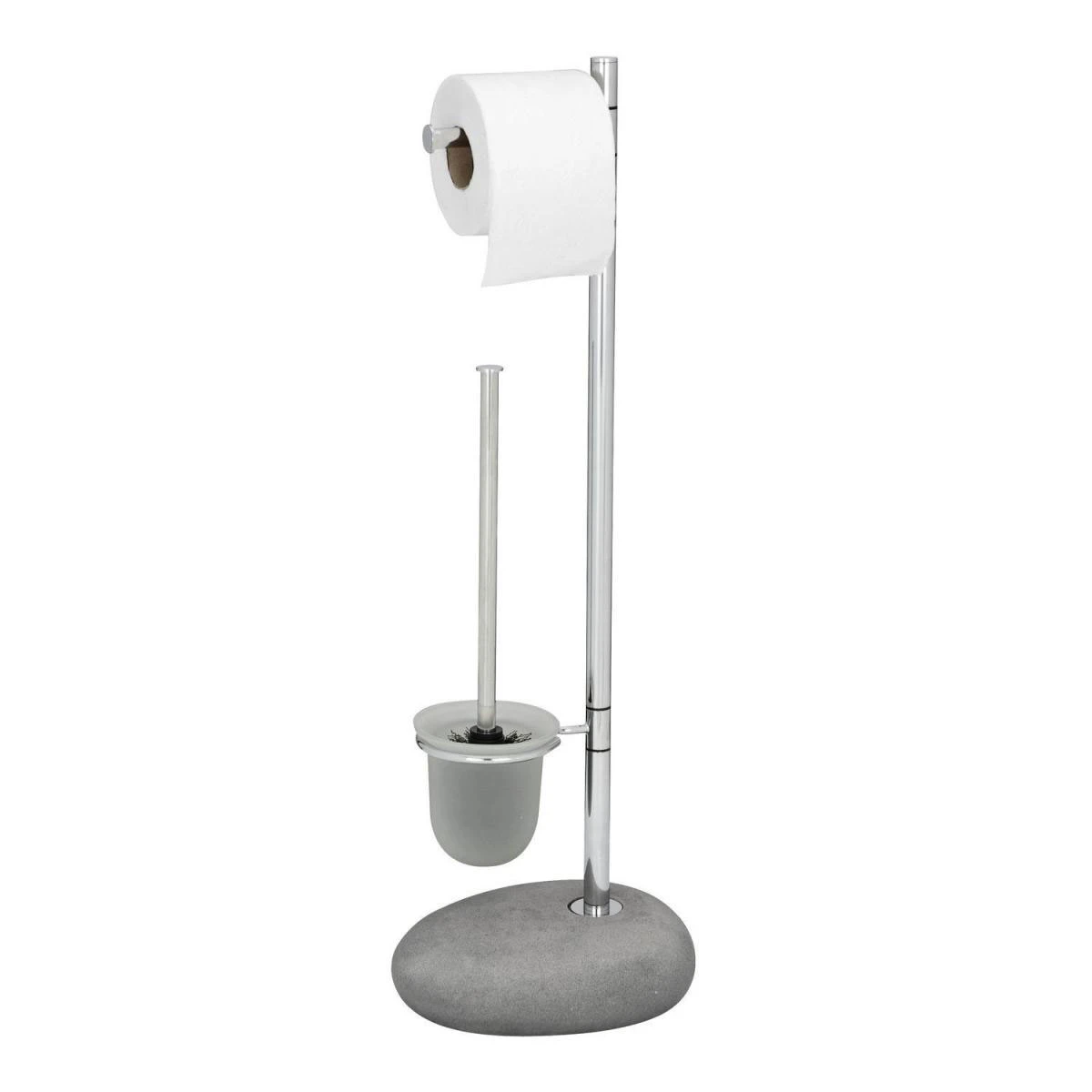 Wenko Stand WC-Garnitur „Pebble Stone“, Grau 3 Wenko Stand WC-Garnitur „Pebble Stone“, Grau