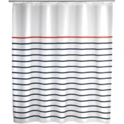 Wenko Duschvorhang Marine White Weiß-Blau 200 Cm X 180 Cm