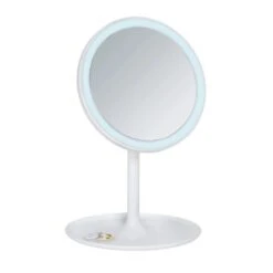 Wenko LED Kosmetik-Standspiegel Turro 16.5 X 16.5 Cm ø 18 Cm Kunststoff Weiß -Wenko 80379 sb freisteller de 06