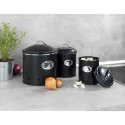 WENKO Vorratsdose »Nero«, (Set, 3 Tlg.), Lackiertes Metall, 1,6 Liter -Wenko 807db10cc241ffaf4680c2fe3fbe7f44