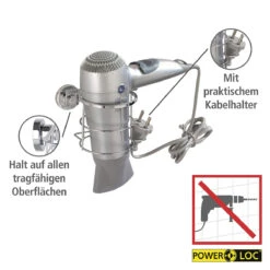 Wenko Haartrocknerhalter „Bovino“, Befestigen Ohne Bohren, Power-Loc -Wenko 895070 Wenko Haartrocknerhalter Bovino Befestigen ohne bohren P 17798100 04