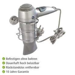 Wenko Haartrocknerhalter „Bovino“, Befestigen Ohne Bohren, Power-Loc -Wenko 895070 Wenko Haartrocknerhalter Bovino Befestigen ohne bohren P 17798100 05
