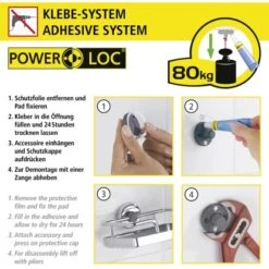 Wenko Power-Loc Duschstange Chrom Befestigen Ohne Bohren -Wenko 903304 1068 06