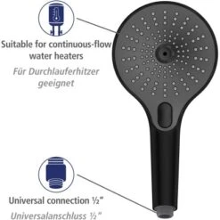 Wenko Duschkopf Ultimate Shower Schwarz/Grau Ø 13 Cm -Wenko 903405 1068 06